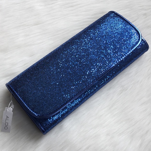 Aldo Handbags - NEW Aldo Blue Sparkle Glitter Clutch NWT